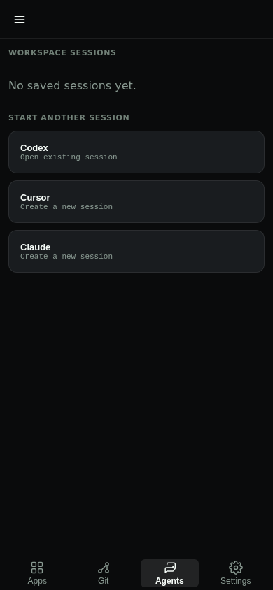 Mobile Agents tab showing Codex